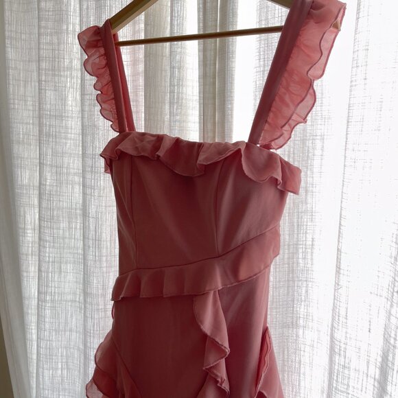 Brand New Alieva LENORA RUFFLE MINI DRESS (BLUSH PINK) - Picture 8 of 10